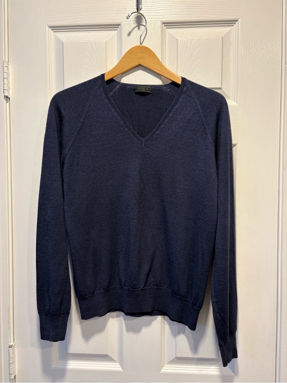 Prada Men's Dark Navy V-Neck Sweater